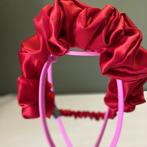 Satin Scrunchie Headbands in Scarlet - Handcrafted - Picture 4 of 6